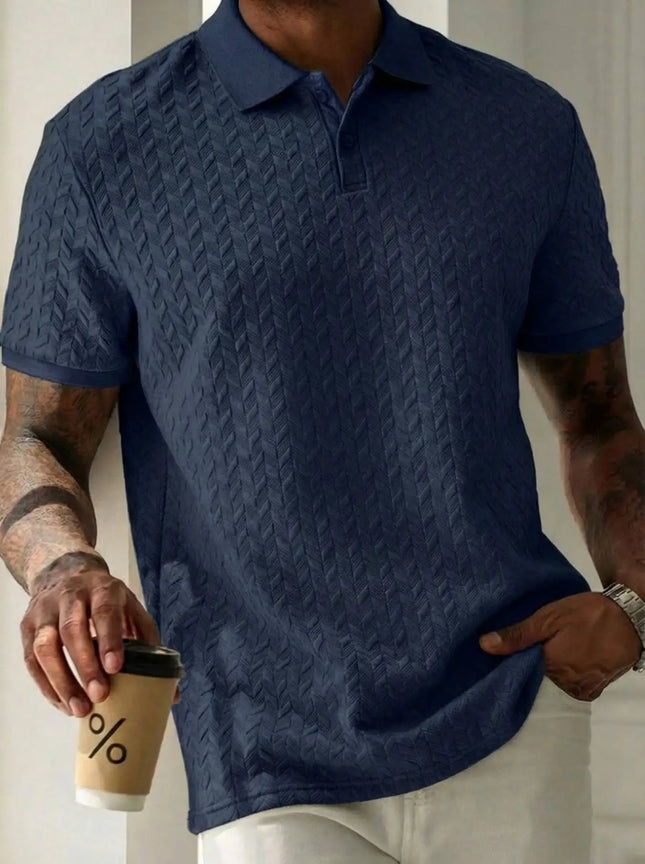 New men's summer breathable polo shirt, short-sleeved pure color casual men's polo shirt, lightweight elastic polo shirt