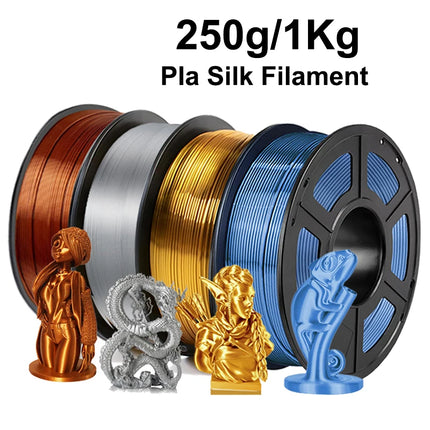250g 1Kg PLA Silk Copper 3D Printer Filament 1.75mm PLA Silk Gold 3D Printing Material Shiny silk Silver blue pla Filament 250G