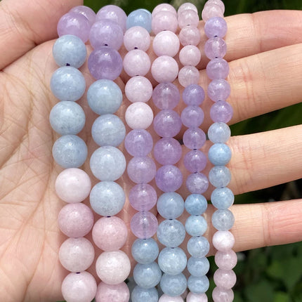 Natural Stone Beads Round Morganites Tourmalines Aquamarines Jades Quartzs Crystals Spacer For Jewelry Making DIY Bracelet