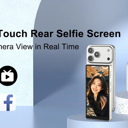 Magnetic Vlog Selfie Monitor Screen for iPhone 15 16 17 Pro Max Wireless Back Camera Display Touch Screen Zoom Shutter Control