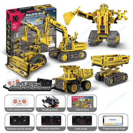 5-in-1 Series Technical Transformer Intelligent Robot Building Block With Remote Control APP Programmable STEM Toy For Kid Adult