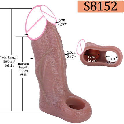 SXXY Realistic Penis Extender Male Delay Ejaculation Cock Sheath Silicone Reusable Condon Sex Toys For Men Couples Sex Pleasure