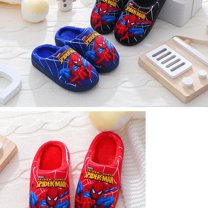 Cartoon Printed Spider-man Cotton Slippers For Children's Shoes Fashion New Style Warmth Autumn Winter Indoor Kids Boys Slippe