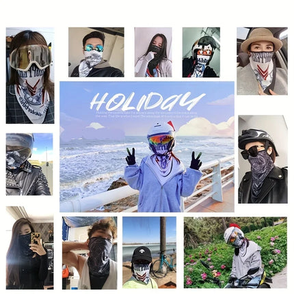 3D Animal Cat Design Summer Full Face Neck Protector Sun Shield Breathable Quick Dry Polyester Helmet Liner for Outdoor Cycling