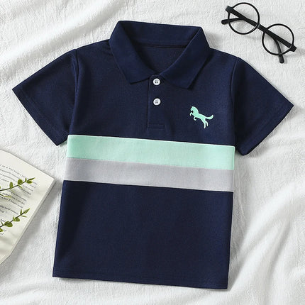 3-piece Set Of New Summer Children's Multi-color Combination POLO Top For Boys Handsome And casual Lapel Short Sleeved T-shirt