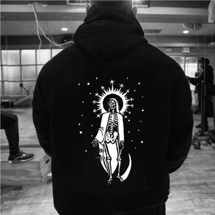 2025 unisex high-quality Santa Claus death hooded sweatshirt, trendy and fashionable, versatile vintage classic sportswear.