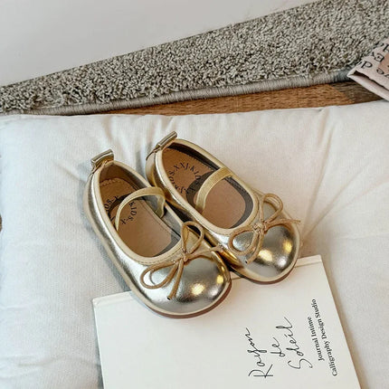 2024 Spring&Autumn Children's Little Leather Shoes for Girls Korean Girls' Soft Sole Bow Anti Slip Fashion Princess Single Shoes