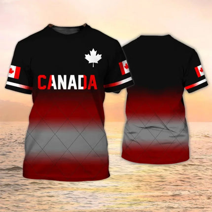 Canada Flag Maple Leaf Printed T-shirt Men & Women Fashion Sports Streetwear Short Sleeved T Shirt Kids Canadian Football Jersey