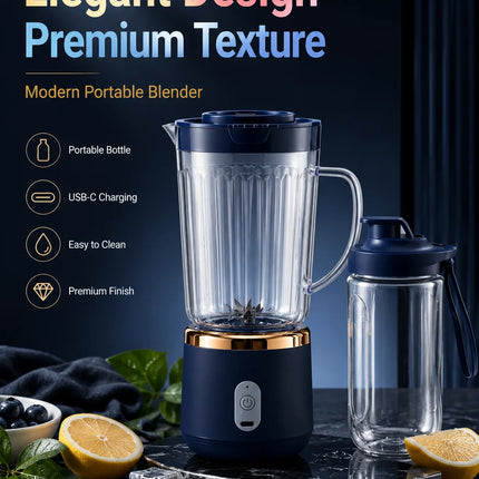 Food Grade 800ml Wireless Blender 1500mAh Battery 6 Blade Fruit Juicer Cup 30W Portable Smoothie Mixer For Shakes Drinks