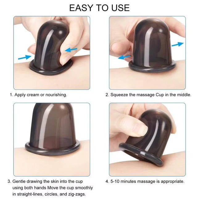 Silicone Vacuum Cupping Massage Jars Anti-Cellulite Massage Facial Suction Cups Face Neck Lift Skin Scraping Guasha Anti-Wrinkle