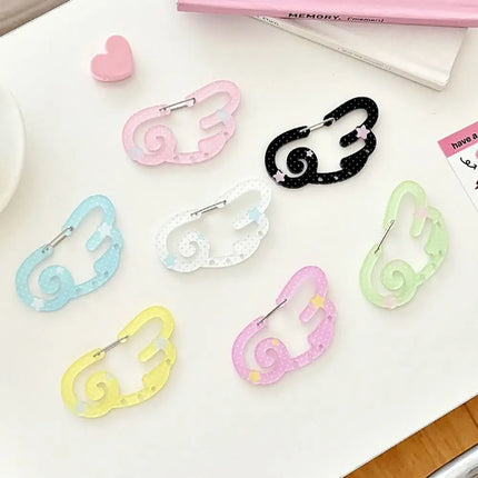 New Wings Shape Carabiner Acrylic Multipurpose Card Holder Keychain Candy Color Keyring Hook