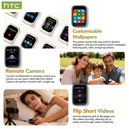 HTC NE48 Slider Headphones Wireless with a Colorful HD Display Touch Control In-Ear Bluetooth Earphones AI Translation Earbuds