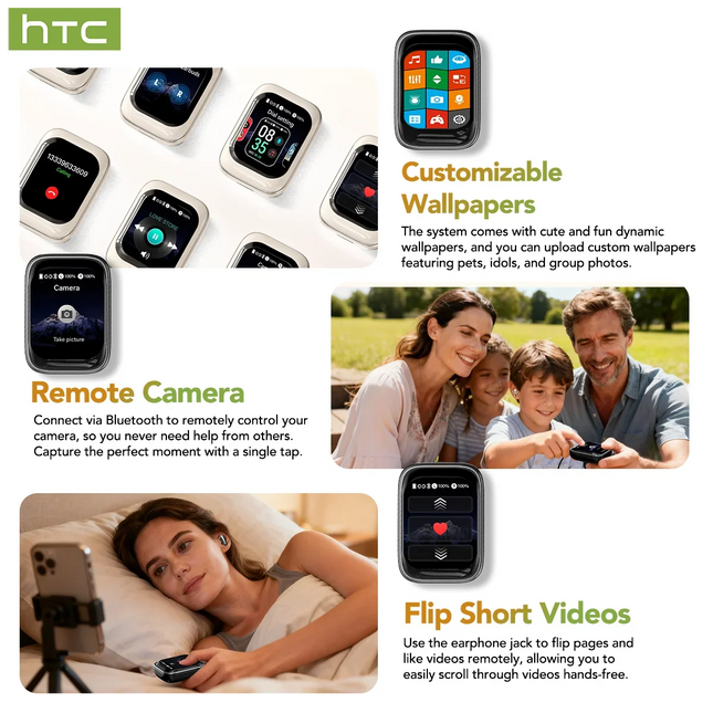 HTC NE48 Slider Headphones Wireless with a Colorful HD Display Touch Control In-Ear Bluetooth Earphones AI Translation Earbuds