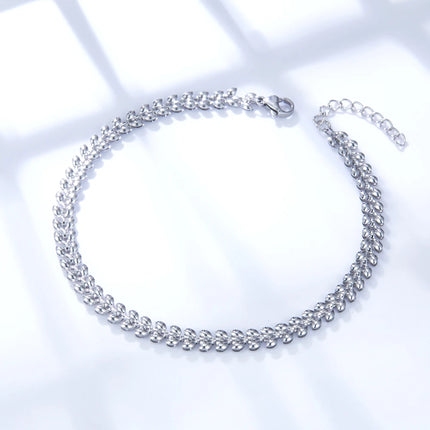LUXUSTEEL Fashion Stainless Steel Anklets For Women Girls Boho Golden Color Leaf Arrow Ankle Bracelet Ocean Beach Foot Jewelry