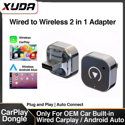 Wireless CarPlay Adapter for iPhone -Mini Plug & Play Auto Connect, 5GHz WiFi Low Latency iOS 10+ Compatible with Wired CarPlay
