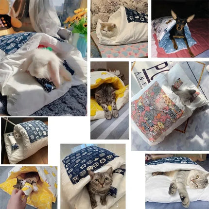 Kawaii Removable Cats Bed House Home Supplies Products for Adult Cats Large Pet Dog Bed Cat's House Cave Comfortable  Food Cute
