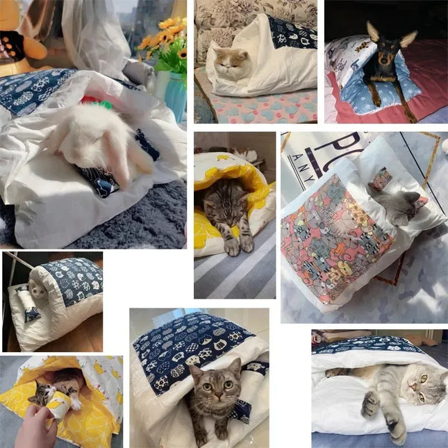 Kawaii Removable Cat Bed House Home Supplies Products for Adult Cats Large Pet Dog Bed Cat's Cave Comfortable Food Cute