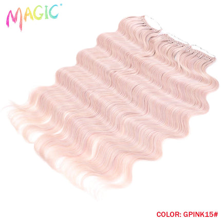 Magic Synthetic Hair Extensions 24inches 3PCS Body Wave Hair Bundles Ombre Blonde Color Tresses Fake Hair Accessories Cosplay
