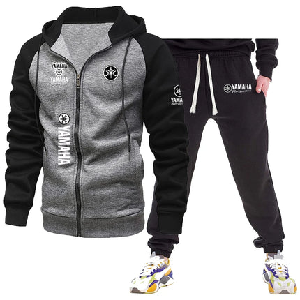 Yamaha  Autumn Winter New Zipper Fleece Hooded Coat Casual Men Plus Size Loose Pullover Fashion Raglan Sleeves Sweatshirt Top su
