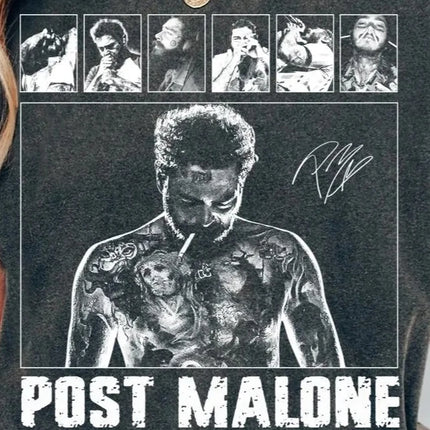 Post Malone rap music merchandise T-shirt, Austin album 90s rap T-shirt   Casual Fashion Spring/Summer New Couple T-shirt