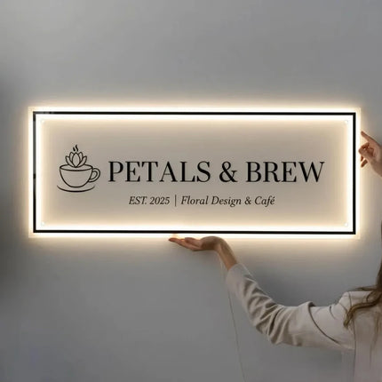 Custom Logo Neon Signs Business Personalized Floating Acrylic Business Sign Metal Acrylic LED Backlit Illuminated Decor Signs