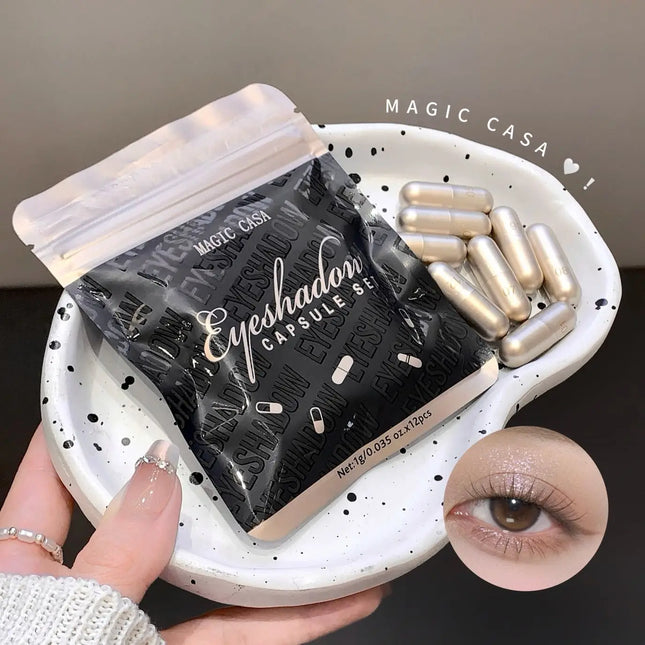 MAGIC CASA 12 Color Capsule Eyeshadow Set Highlighting and Contouring Eyeshadow Non-Smudging Eye Contour Set
