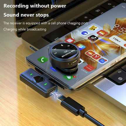 Wireless Lavalier Microphone Mini Portable Noise Reduction Audio Video Recording Microphone For iPhone Android With Charging Box