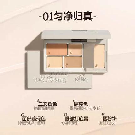 INSBAHA Face Concealer Cover Dark circles and Acne Brightening Tears Concealer Set Powder Makeup Combination