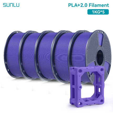 SUNLU 5KG PLA Plus 2.0 3D Printer Filament 1.75mm 1000g Spool (2.2lbs) Neatly Arranged No Knot Filament Fit Most FDM Printer