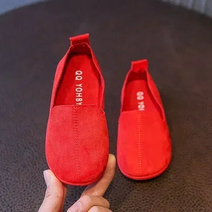 Children's Flat Shoes New Candy Color Simple Casual Shoes Loafers Slip-on Flats Lightweight Boys Girls Leather Shoes Moccasins
