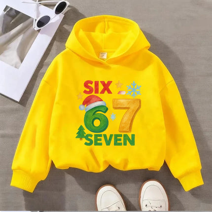 Kids Christmas Sweatshirt with 67 Number Print Santa Hat Snowflake Xmas Tree Toddler Boys Girls Holiday Pullover jumper Top