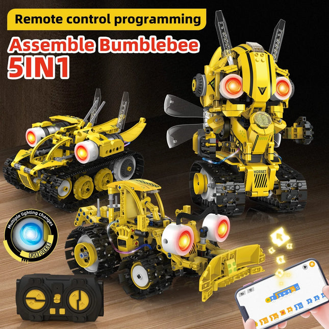 5-in-1 Series Technical Transformer Intelligent Robot Building Block With Remote Control APP Programmable STEM Toy For Kid Adult