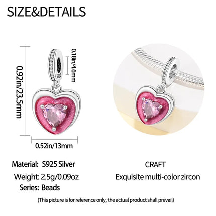 100% 925 Sterling Silver Fashion Pink Princess Skirt Bag Lipstick Charms Beads Fit Qikaola Original Bracelets DIY Jewelry Gifts