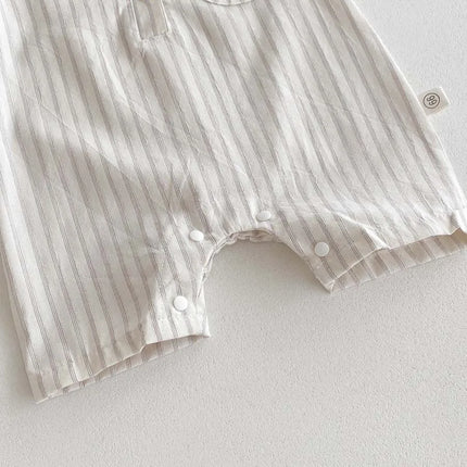 Korean Style Newborn Bodysuit Striped Sleeveless Baby Romper with Hat Two Piece 0-24 Months Infant Onesie