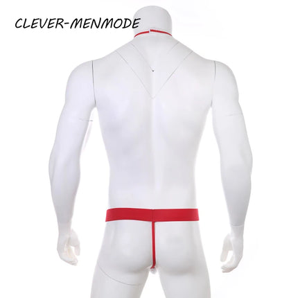 Novelty Sexy Men's Mankini Thong Underwear Erotic Lingerie Waiter Costume Suspender Bodysuit Tie Teddies