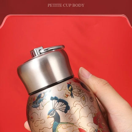 300ml Retro Chinese Style Golden Peacock Insulated Cup Portable Creative High Beauty Water Cup 316 Stainless Steel Cup
