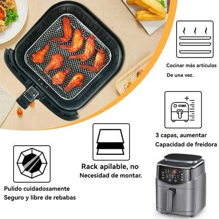 Air Fryer Rack for Ninja Dual 3pcs Layered Stainless Steel Grilling Rack Rectangle Hot Airfryer Basket Tray Accessories