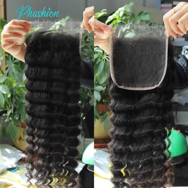 Phashion Full Long Real HD 5x5 Lace Closure 30 28 inch Skinlike Swiss Frontal Only Kinky Curl Straight Loose Deep Wave Human Hair