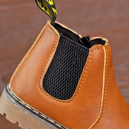 New Kids Fashion Boots for Boys Girls Toddlers Big Children Ankle Boots with Zipper Warm Thick Plush Autumn Winter Chelsea Boots