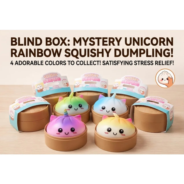 -/-New Viral Large Rainbow Unicorn Bun Squishy Toy, Blind Box, Simulated Soup Dumpling Vent Fidget Toy for Sensory Stress Relief