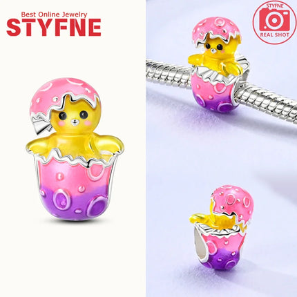 925 Silver Animal Series Snail Lamb Fox Chicken Duck Beaded Pendants Fit Bracelets Necklaces Fine Jewelry Making Gifts