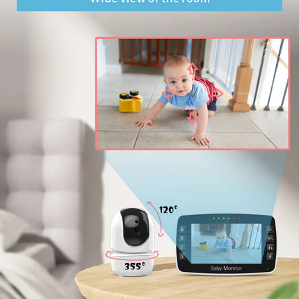 New Baby Monitor Two camera 4.3Inch Wireless With PTZ Camera High Security Camera Night Vision Temperature Monitoring Baby