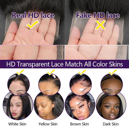 7x7 6x6 5x5 HD Lace Closure Straight Human Hair Melt Skins Pre Plucked 13x6 HD Lace Frontal Only Virgin Hair 2x6 HD Lace Closure