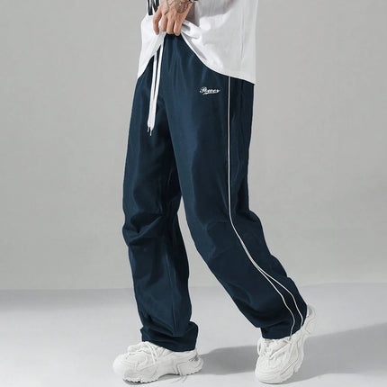 Fitness Sweatpants Men Casual Sports Pants Straight Drawstring Trousers Spring Summer Thin Jogging Sweatpants High Street Pants