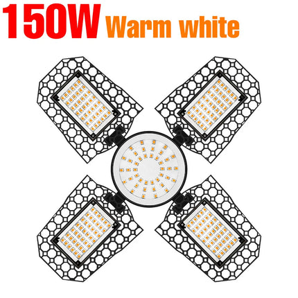 E27 220V LED Garage Light Bulb Fan Blade Foldable Deformable Ceiling Lamp 110V Home Workshop Lighting 40W 60W 80W 100W 150W 200W
