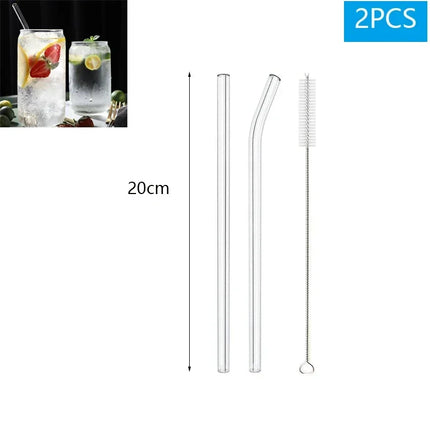 1-10Pcs Reusable Smoothie Glass Straw, Clear Drinking Straws for Smoothie Milkshakes Environmentally Friendly Drinkware Straw