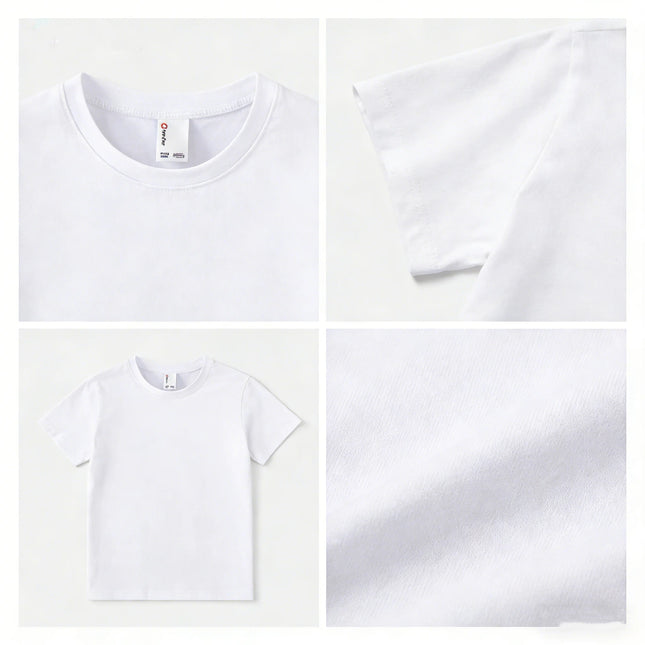 Girls Boys Short Sleeve T-Shirts Kids Pure Cotton Summer Oversized Tops Children Teens Solid Casual Crewneck Basic Tees 3-14Y
