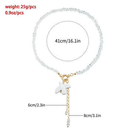 Peace Dove Drop Earrings Necklace Bracelet for Women Exquisite Bird Irregular Crystal Beaded Pendant Necklace Versatile Jewelry