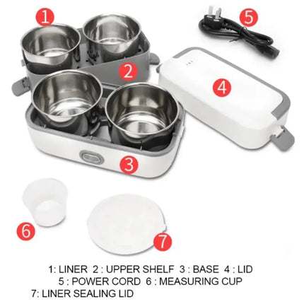 【LAST CHANCE】EU Plug Compatible Multifunctional Electric Lunch Box, Portable 2-Layer Leakproof Food Heater& Warmer For Car, Home