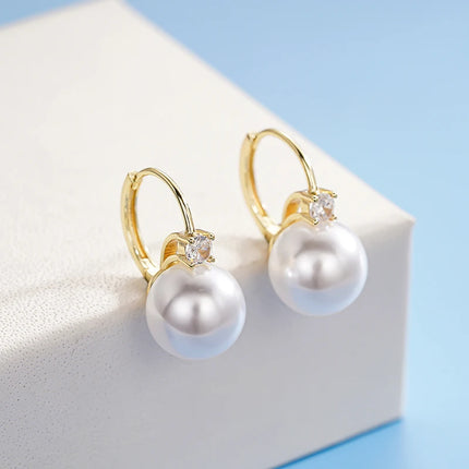Huitan Exquisite Imitation Pearl Dangle Earrings for Women Wedding Engagement Temperament Female Accessories Statement Jewelry